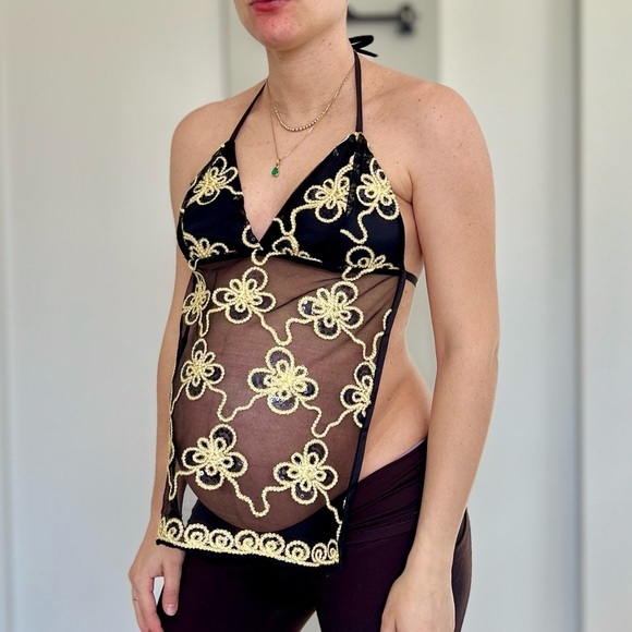 Handmade Y2K Fairycore Ibiza Gold
Embellished Halter Backless Vest Top - Small - Picture 2 of 8